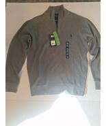 NWT U.S. Polo Assn. Men&#39;s Gray Long Sleeve 1/4 Zip Mock Neck Sweater Med... - $25.26 CAD