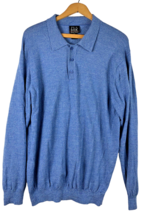 Joseph A Banks Sweater XXL 2XL 100% Italian Merino Wool Pullover Collared Blue - £36.51 GBP