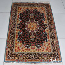 Traditional Oriental Hand Knotted Persian Rug Silk Floral Kashan Handmade Carpet - £539.56 GBP