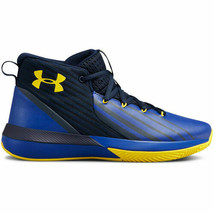 Under Armour Lockdown 3 Big Kids Basketball Shoe Size 5Y Color Blue &amp; Yellow - £38.87 GBP