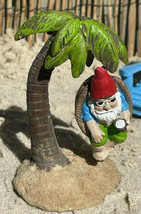 Miniature Fairy Garden Gnome on Palm Tree Swing Beach Theme Fairy Garden - £4.81 GBP