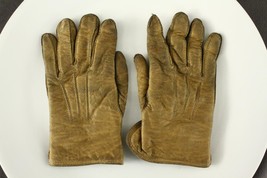 Vintage Clothing Kids Brown Leather Stitched Gloves Plaid Wool Lined 5.5... - €11,30 EUR