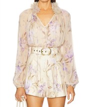 Zimmermann eden billow blouse in Natural Iris - $583.00