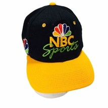 Vtg Sports Specialties NBC Sports Black Yellow Peacock Snapback Hat Distressed - £37.42 GBP