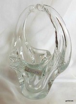 Toscany Hand Blown Crystal Art Glass Basket 8&quot; - £13.45 GBP