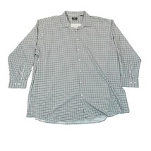 Shaquille O&#39;Neal Shirt Mens XLG Big Fit Cooling Stretch White Green Check Plaid - $17.99