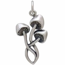 Sterling Silver Three Mushroom Charm 25x12mm - $409.78 MXN