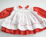 Vtg Bryan Baby Girl Dress Red White Lace Trim Long Sleeve USA Pinafore 2... - $33.00