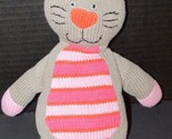 Stephan Baby Plush gray pink orange striped cable sweater knit yarn kitt... - $13.50