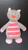 Stephan Baby Plush gray pink orange striped cable sweater knit yarn kitten cat  - £10.61 GBP