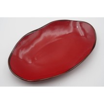 Southern Living at Home Red Cinnabar 16&quot; Scalloped Brown Edge Serving Platter - £38.93 GBP