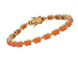 Jewelry 18K Yellow Gold Plated Oval Shaped Orange - £190.79 GBP