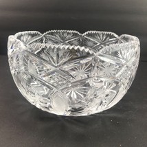 Vintage 1950s Crystal Sawtooth Rim Starburst Glass Serving Bowl - £55.94 GBP