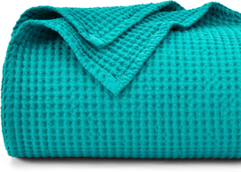 PHF 100% Cotton Waffle Weave Blanket King Size 104&quot; X 90&quot;-Lightweight Washed Sof - £68.12 GBP