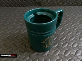 Starbucks Coffee Cup Mug Emerald Green &amp; Gold Color Mermaid Logo 4.5 Flat Handle - £15.81 GBP