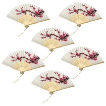 THY COLLECTIBLES Pack of 6 Handheld Paper and Bamboo Folding Fans for Wedding Pa - $11.99