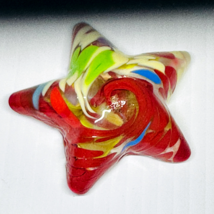 Art Deco Glass Star Paperweight Multicolor Red Green Blue Purple Beige - £31.14 GBP