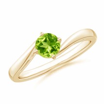 ANGARA Classic Round Peridot Solitaire Bypass Ring for Women in 14K Solid Gold - £468.42 GBP