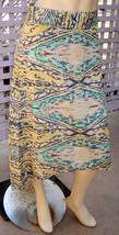 THE LIMITED Beige/Aqua/Yellow Gold Tribal Print Long Asymmetrical Skirt (XS) NEW - £15.50 GBP