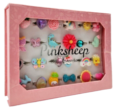 Pinksheep Little Girl 24 Multicolored Rings Jewelry Set - £10.25 GBP