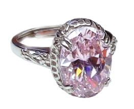 5.4 Carat Pink CZ Gemstone Edwardian S925 Sterling Silver Ring For Women - $21.78