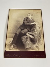 Antique Vintage Cabinet Card Photograph Young Boy Portrait Ithaca NY  OO... - $365.87 MXN