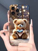 Cute Rhinestone Bear Shockproof TPU Phone Case for iPhone 11 to 16 Pro Max - $5.05