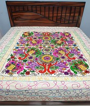 Cotton Bedsheet boho bedcover hippie bedspread coverlet large tapestry embroider - £49.77 GBP