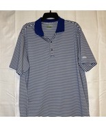 IZOD PerformX Golf Blue White Striped Polo Shirt Size L Performance - $17.95