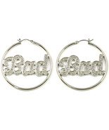 BAD Earrings Crystal Rhinestone New Hoop Celebrity Style Pincatch - $19.99