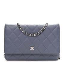 Lambskin Quilted Wallet On Chain WOC Lavender - £2,074.32 GBP