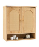 Bathroom Wall Cabinet with PE Rattan Doors and Adjustable Shelves-Natura... - $203.07 CAD
