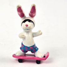 Beach Bunnies PVC Figure 1989 Hardees Toy Applause White Rabbit Pink Ska... - $9.94
