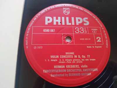 Brahms Violin Concerto Krebbers Bernard Haitink 1973 - LP 12 " vinyl VG/VG Am Item image 2