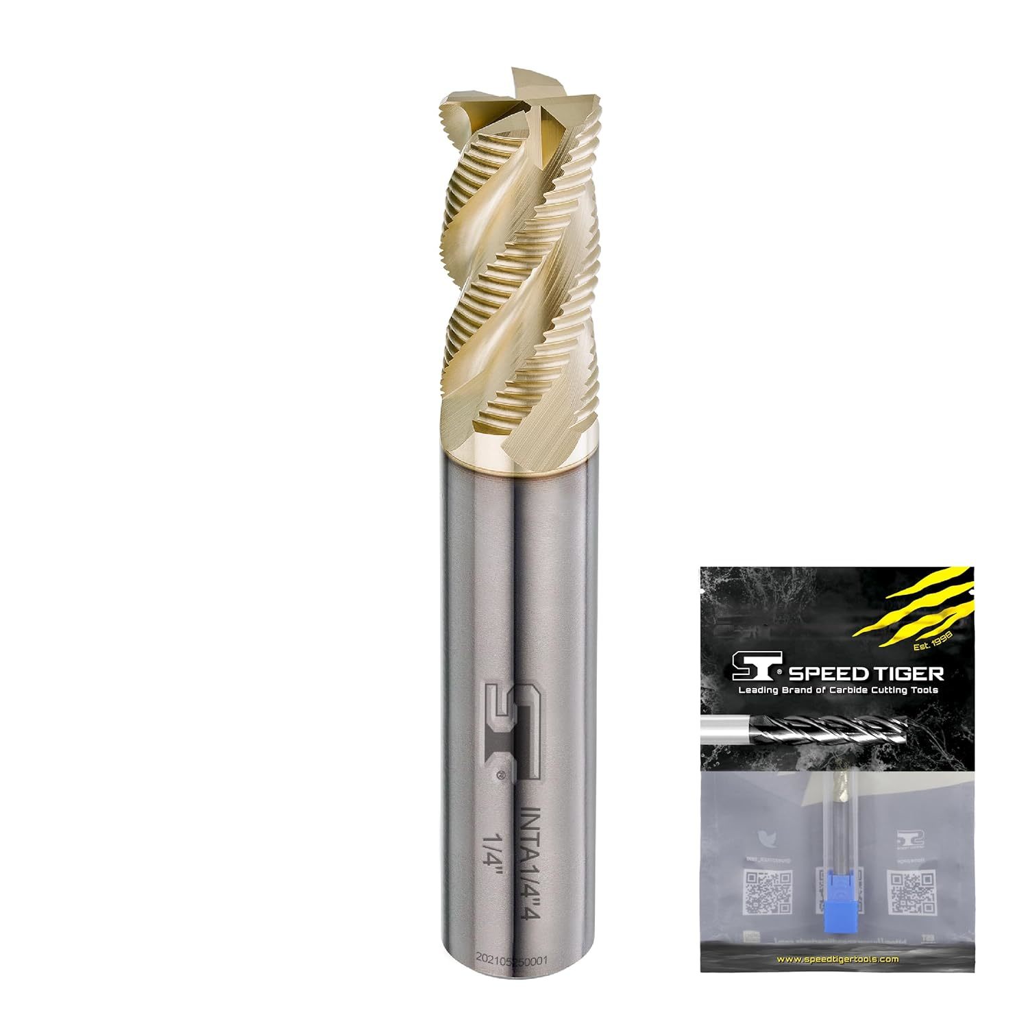 Micro Grain Carbide Roughing End Mill, Zrn-A Coating, 4-Flute, Speed Tiger - $37.98