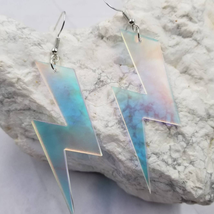 Holographic Lightning Bolt Acrylic Dangle Drop Earrings - £11.08 GBP