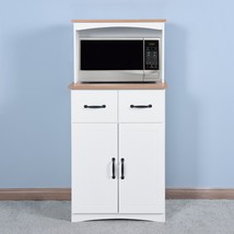 Wooden Kitchen Cabinet White Pantry Storage Microwave Cabinet with Storage Drawe - £121.24 GBP