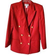 Pendleton Double Breasted Blazer 80s Vintage Shoulder Pad 100% Wool Red Sz 8 USA - £63.39 GBP