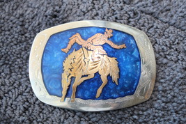 German silver belt buckle- bronc rider / bucking bronco- NEW - $50.00