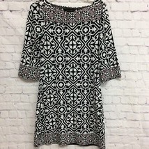 White House Black Market Womens Shift Dress Black Damask Stretch Boat Ne... - $13.50