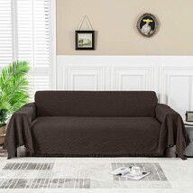 Meetsky Couch Cover: Sofa Covers For Three-Cup Couch Sectionals:, Chocol... - $44.99