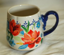 Pioneer Woman Stoneware Coffee Cup Mug Cobalt Spring Bouquet Floral Farmhouse - £15.56 GBP