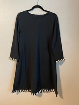 Spartina 449 Dress Size Large Island Fringe Black Sheath - $52.25