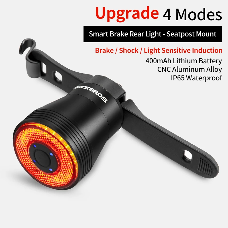 BROS Smart Bike Tail Light USB Rechargeable Ultra Bright ke Sensing Bicycle IPX6 - £92.43 GBP