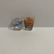 Set of 2 Vintage Souvenir California Shot Glasses Golden Gate Bridge Trolley - £7.45 GBP