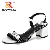 ROYYNA 2019 New Buckle Design Roman Sandals Women High Heels Shoes Summer Beach  - £40.96 GBP