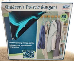 Kids Clothing Hangers 12 inch Blue Pack of 50 Plastic Made In USA  New Y... - $6.99