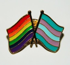 Pride Colors Crossed Flags Logo Metal Enamel Pin New Unused - £6.23 GBP