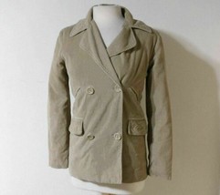 Double Breasted Peacoat Jacket Small Winter Coat Khaki Corduroy Tan Mudd Cotton - £20.40 GBP