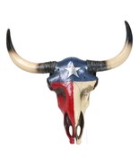 Southwest Longhorn Cow Steer Skull With Texas Lone Star State Flag Plaque - $80.68 CAD